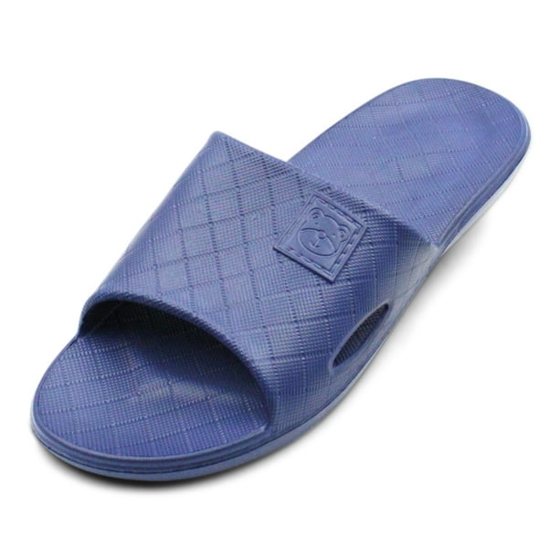GouuoHi Men Sandals Mens Sandals Beach Shoes Slipper Comfortable Causal Soft Massage Summer Sandals PU Leather Summer Slipper Blue Brown Soild Color for Men 